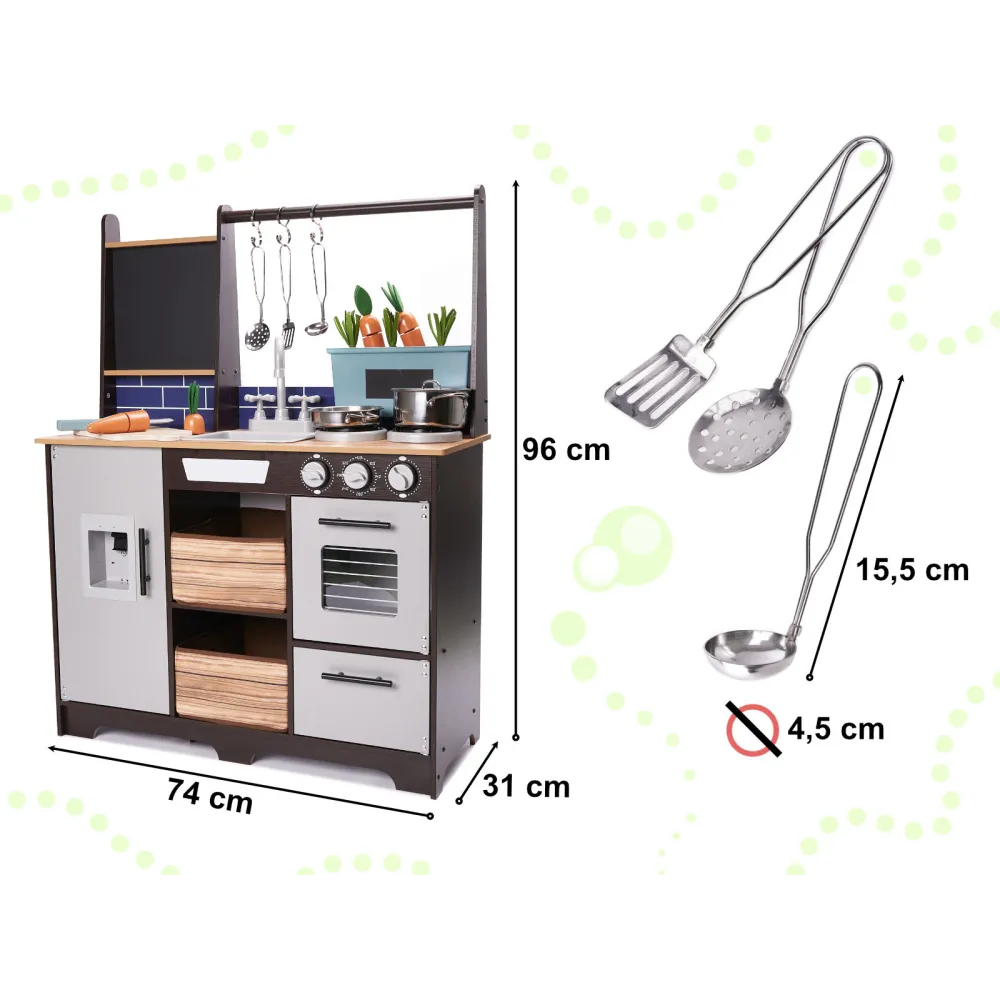 zestaw kuchenny dla dzieci z drewnianym nożem i warzywami na rzepy