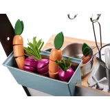 drewniana kuchnia dla dzieci z akcesoriami edukacyjnymi i szufladkami