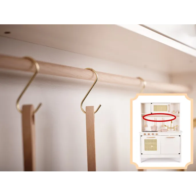 Zestaw kuchenny z MDF dla dzieci w stylu boho z rattanu i funkcjonalnych detali