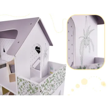 Minimalistyczny domek dla lalek z pełnym wyposażeniem