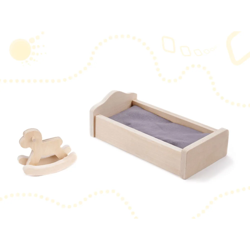 Drewniany domek do samodzielnego montażu z 10 mebelkami