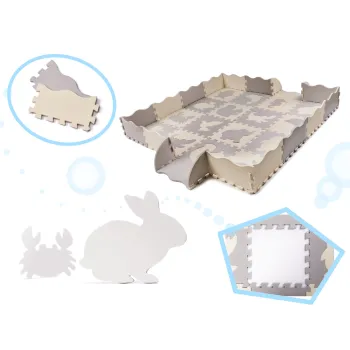 Mata edukacyjna piankowa puzzle szara ecru 36 elementów 150x150cm