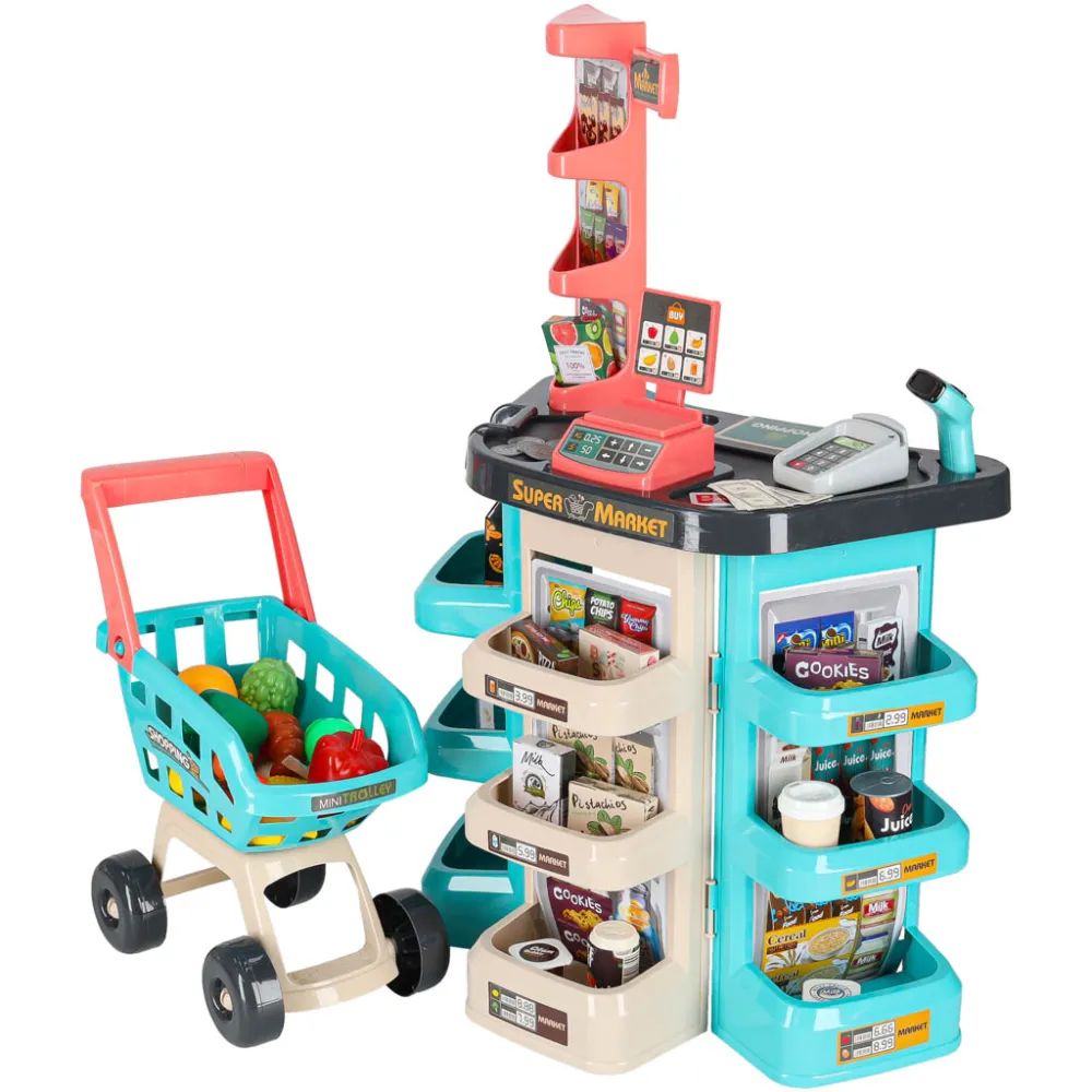 Akcesoria sklepowe: terminal, skaner, produkty spożywcze dla dzieci