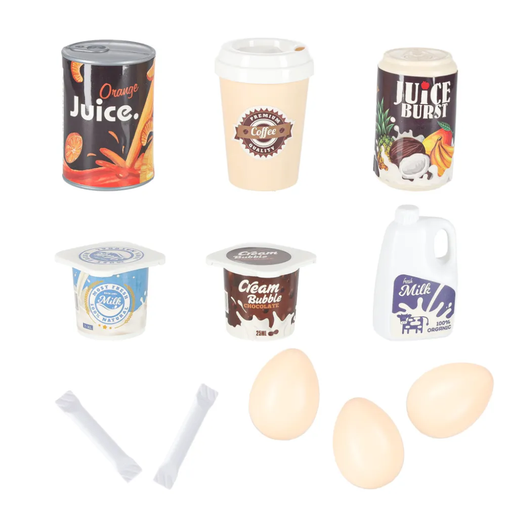 Kolorowy sklepik dziecięcy z owocami, warzywami oraz napojami