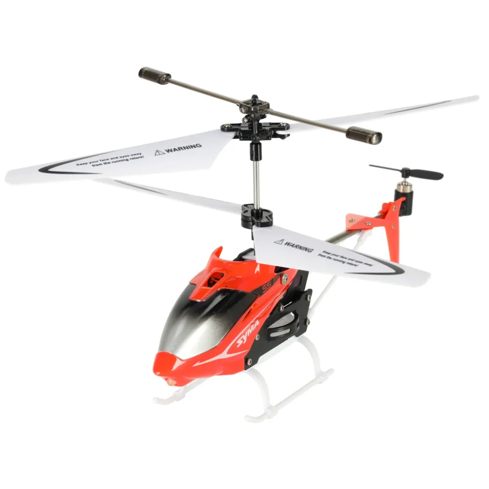 Nowoczesny helikopter czerwony Syma S5 3CH widok z boku