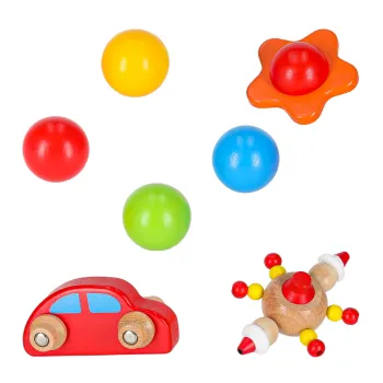 Edukacyjny drewniany kulodrom z atrakcyjnymi akcesoriami