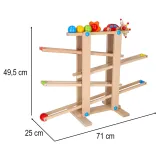 Rodzinna zabawa na dużym drewnianym torze kulkowym montessori
