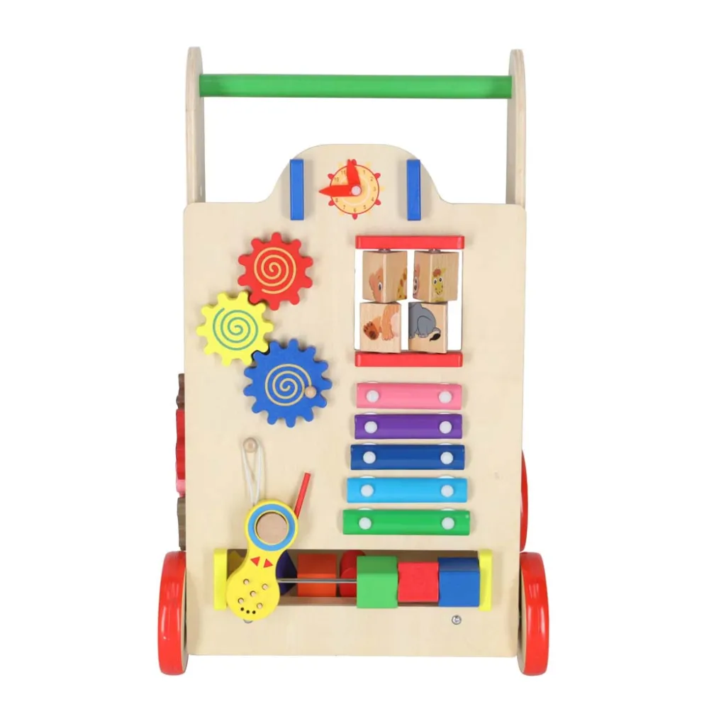 Pchacz dziecięcy z antypoślizgowymi kołami i kolorowymi elementami