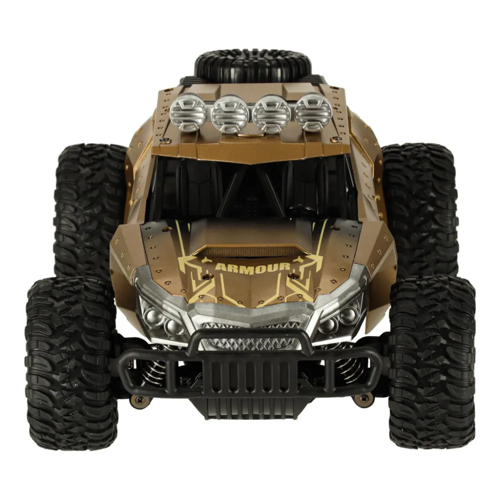 Widok samochodu RC z cieniowanym malowaniem i oświetleniem dachowym