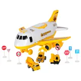 Pojazdy budowlane i drogowe w zestawie z samolotem rozkładanym i znakami