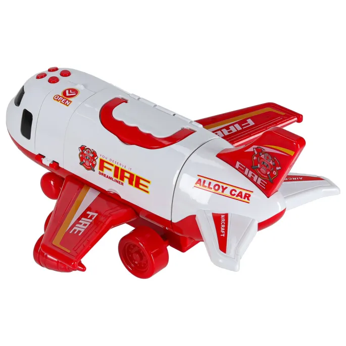 Zbliżenie na czerwone auta strażackie z zestawu dla dzieci