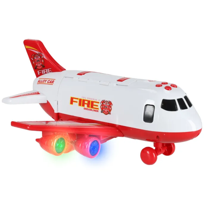 Realistyczny samolot transporter z diodami LED dla małych strażaków