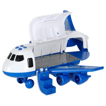 Kompletny zestaw samolot transporter z autkami i znakami drogowymi