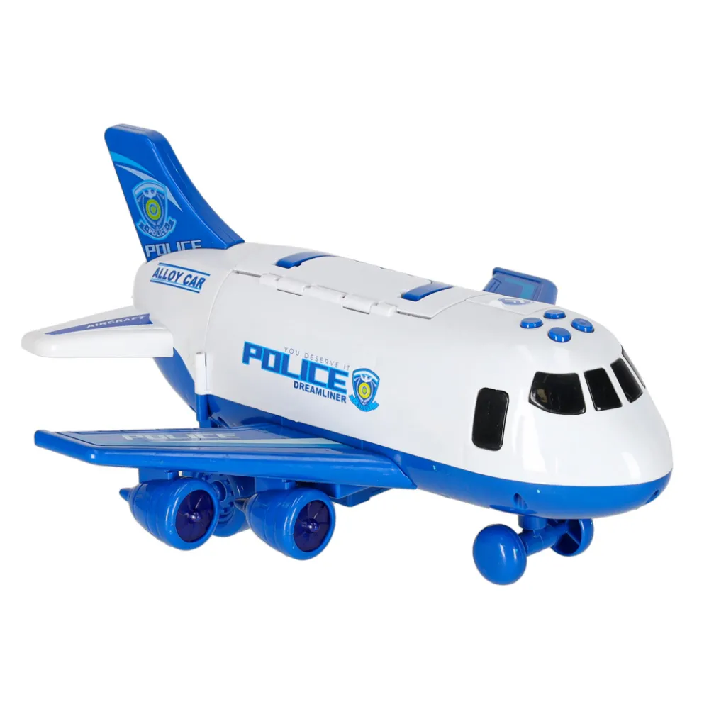 Dziecięcy zestaw policja: samolot transporter, auta i akcesoria