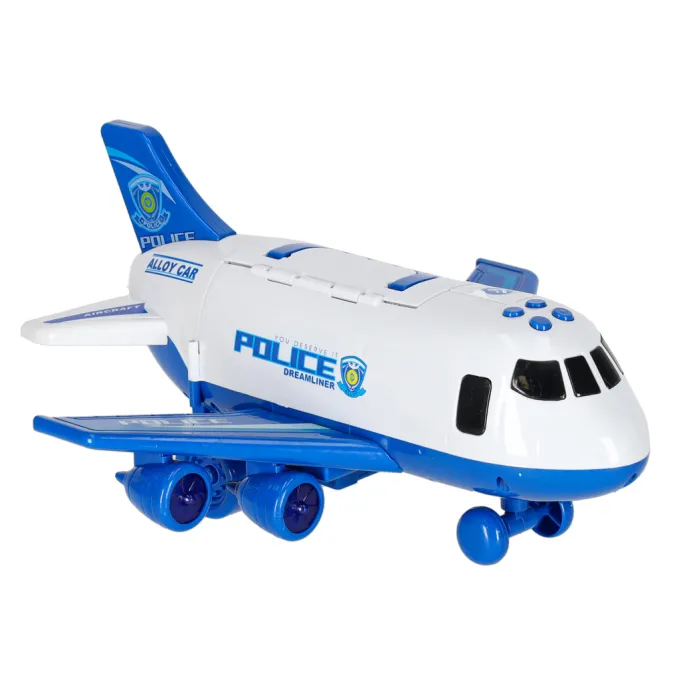 Dziecięcy zestaw policja: samolot transporter, auta i akcesoria