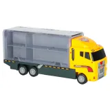 Kolekcja metalowych maszyn budowlanych w zestawie z transporterem