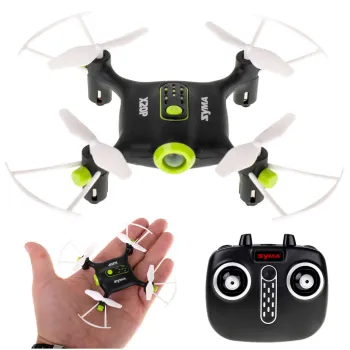 Mini dron RC SYMA X20P z kontrolerem na białym tle