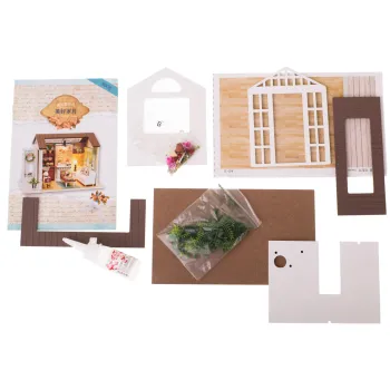 Elementy konstrukcyjne i meble do drewnianego domku dla lalek model 8008-A