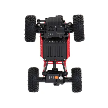 Zbliżenie na koła i zawieszenie modelu RC Rock Crawler