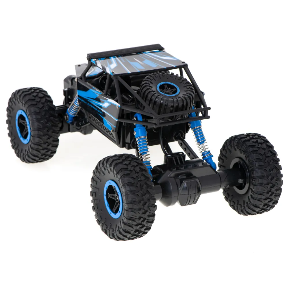 Niebieski model auta RC Rock Crawler 1:18 idealny do zabawy dla dzieci