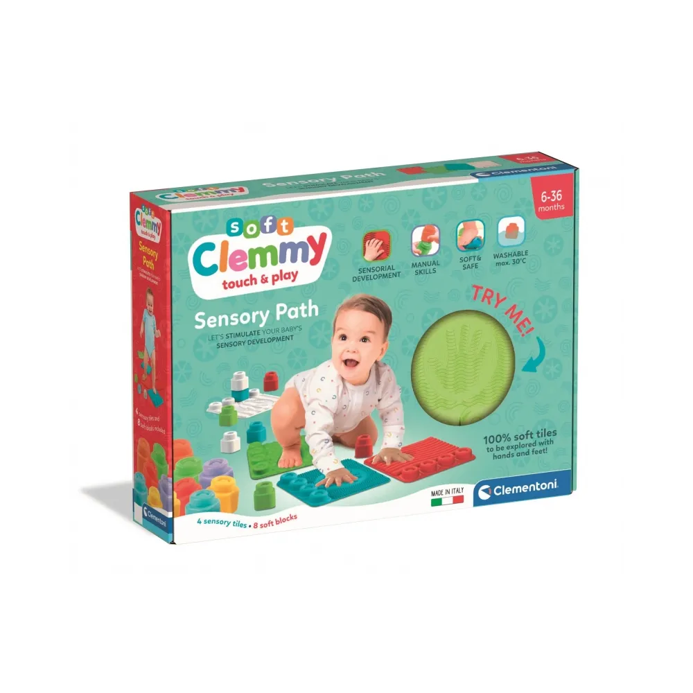 Kolorowa ścieżka sensoryczna Clementoni z miękkimi klockami dla malucha