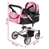 Głęboka gondola wózka lalek w eleganckim, ciemnoróżowym kolorze