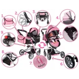 Składany wózek dla lalek z lekką, metalową konstrukcją