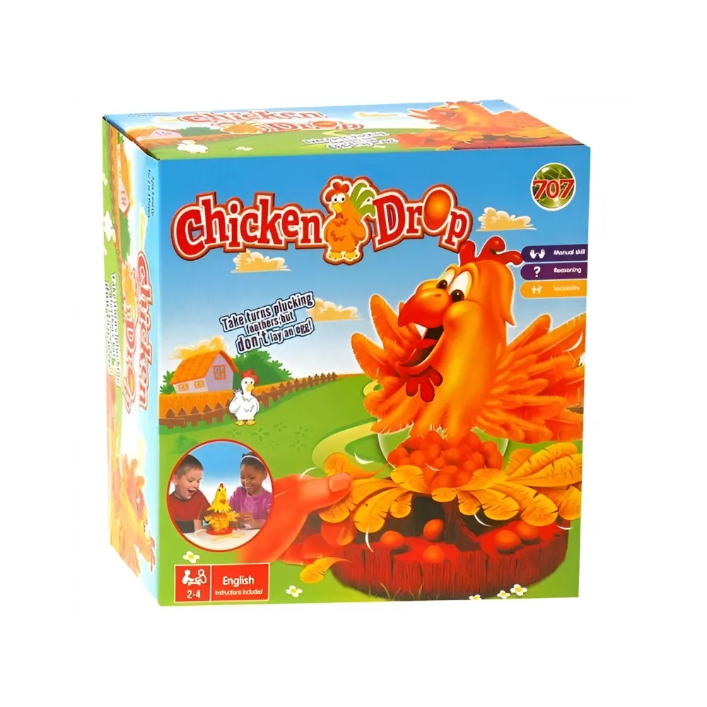 Zabawka kura z jajkami i piórkami do gry rodzinnej