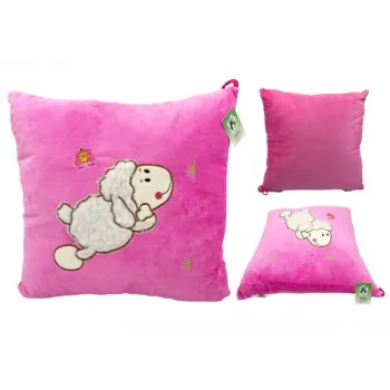 Różowa poduszka pluszowa z motywem owieczki 35x35 cm dla dzieci