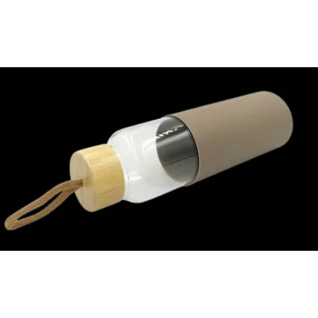 Ekologiczna butelka na wodę 550 ml ze szkła, beżowe etui chroniące przed uszkodzeniami