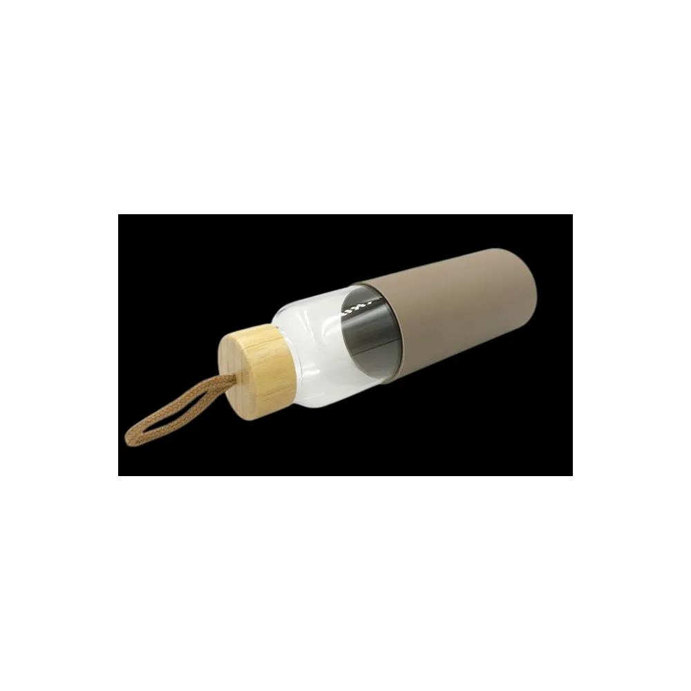 Ekologiczna butelka na wodę 550 ml ze szkła, beżowe etui chroniące przed uszkodzeniami