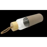 Ekologiczna butelka na wodę 550 ml ze szkła, beżowe etui chroniące przed uszkodzeniami