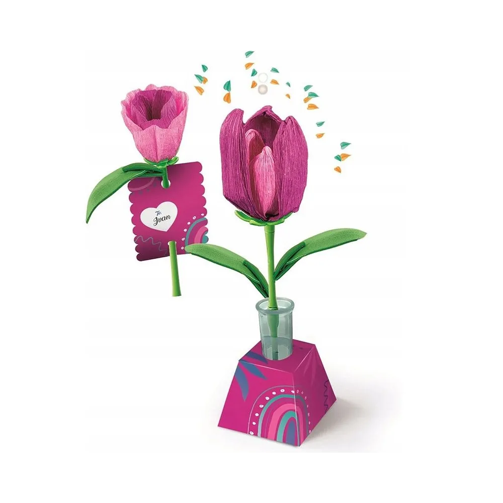 Zawartość Mini Fabryki kwiatów Tulipany marki Clementoni