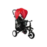 Dziecięcy rowerek trójkołowy z koszykiem i daszkiem w kolorze czerwonym