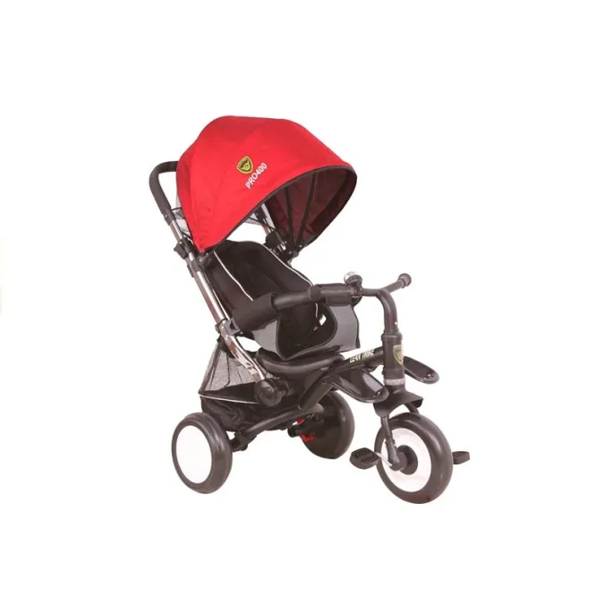 Regulowane oparcie oraz rozkładany daszek rowerka dziecięcego PRO400