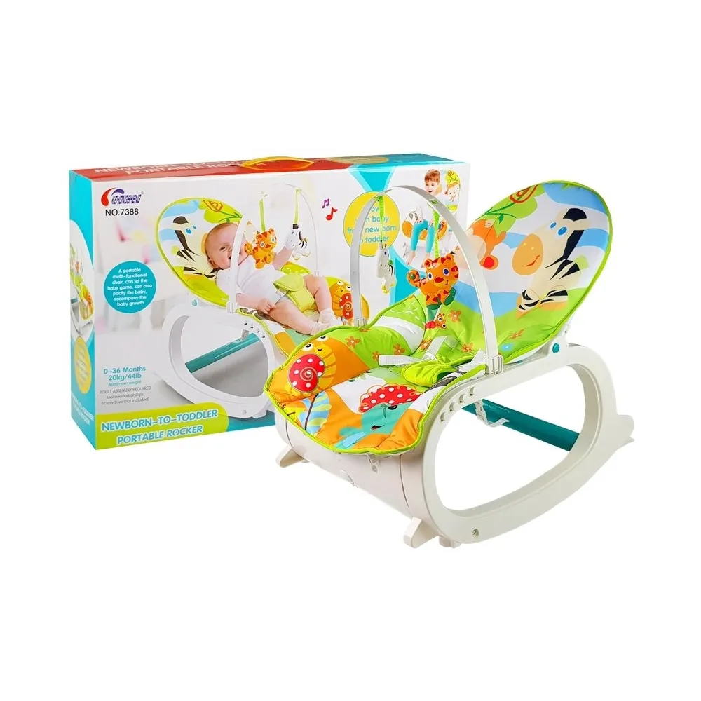 Leżaczek bujaczek 2w1 z roślinnym motywem, idealny dla niemowląt