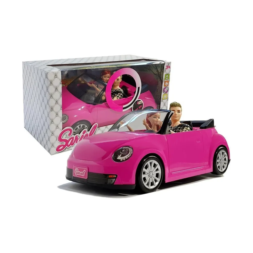 Różowy samochód coupe z lalkami – idealny zestaw dla dzieci