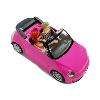 Zestaw z dwiema lalkami i luksusowym autem w kolorze różowym