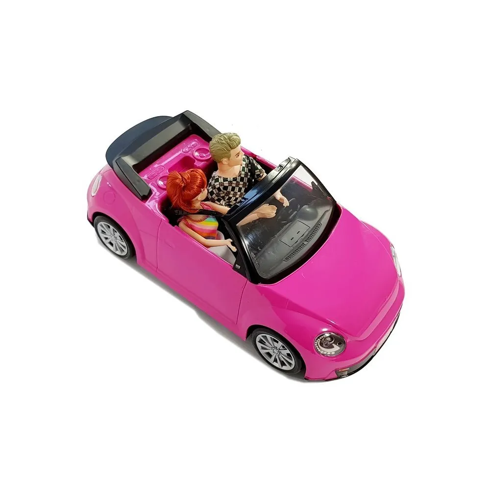 Zestaw z dwiema lalkami i luksusowym autem w kolorze różowym