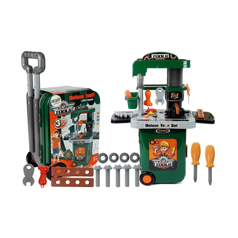 Zestaw narzędzi w przenośnej walizce na kółkach dla dzieci