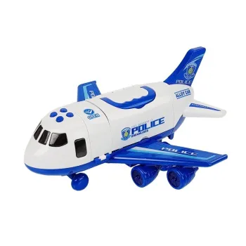 Samolot Rozkładany Policyjny z Autkami 1:64 ze światłami i dźwiękiem