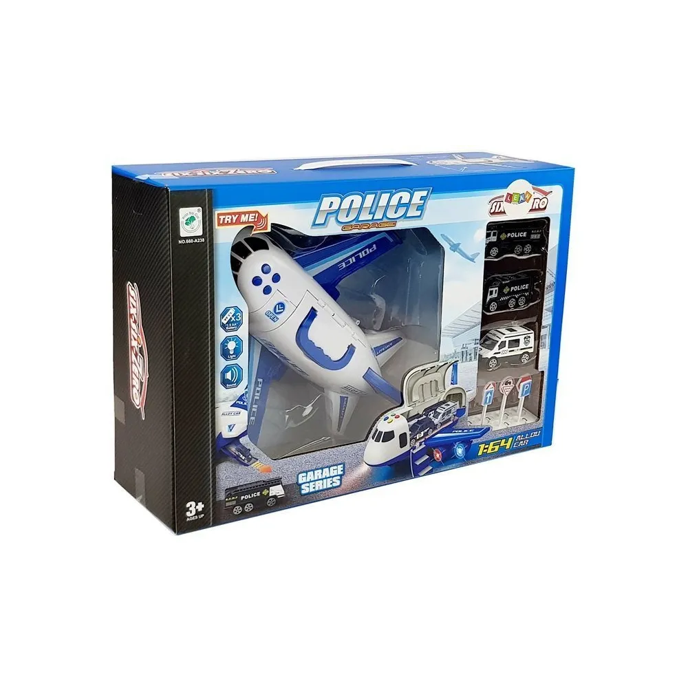 Zabawka samolot policyjny otwierany z dodatkami, idealna na prezent