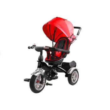 Rower trójkołowy PRO500 czerwony z czarną ramą widok z boku