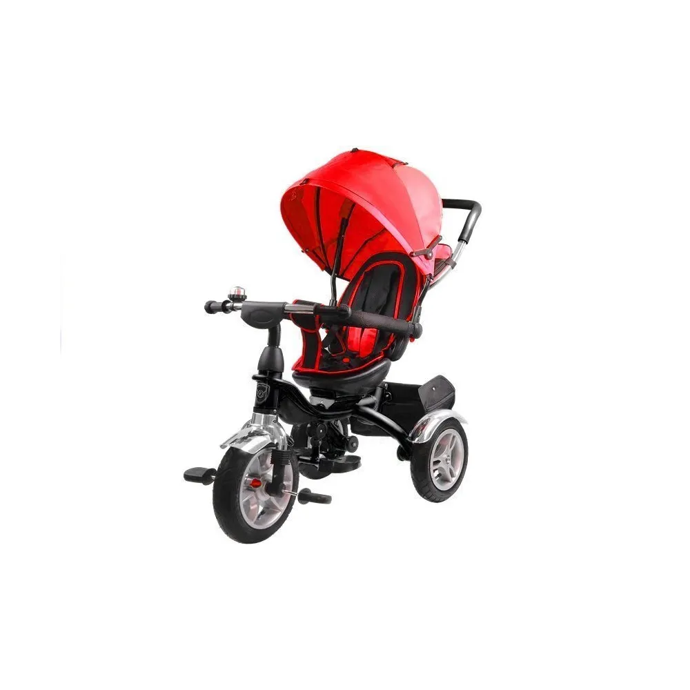 Rower trójkołowy PRO500 czerwony z czarną ramą widok z boku