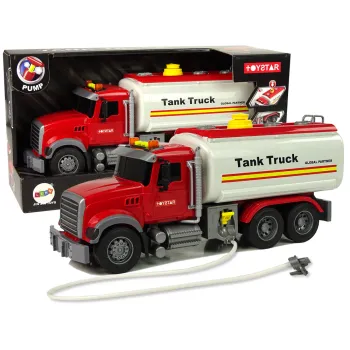 Biała ciężarówka cysterna zabawkowa z efektami dźwiękowymi i świetlnymi