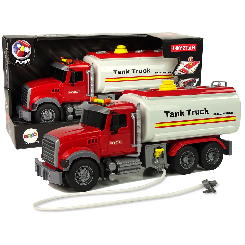 Biała ciężarówka cysterna zabawkowa z efektami dźwiękowymi i świetlnymi