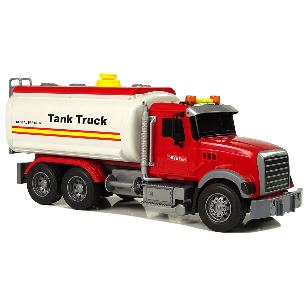 Samochód zabawkowy cysterna w kolorze białym i czerwonym na baterie