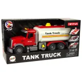 Zabawka ciężarówka cysterna z wężem do podlewania i sygnałami świetlnymi