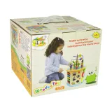 plansza gry chińczyk z pionkami i kością w drewnianej kostce