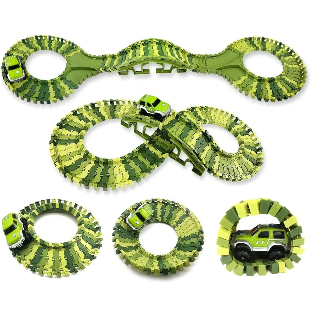 cztery dekoracyjne drzewa przy torze